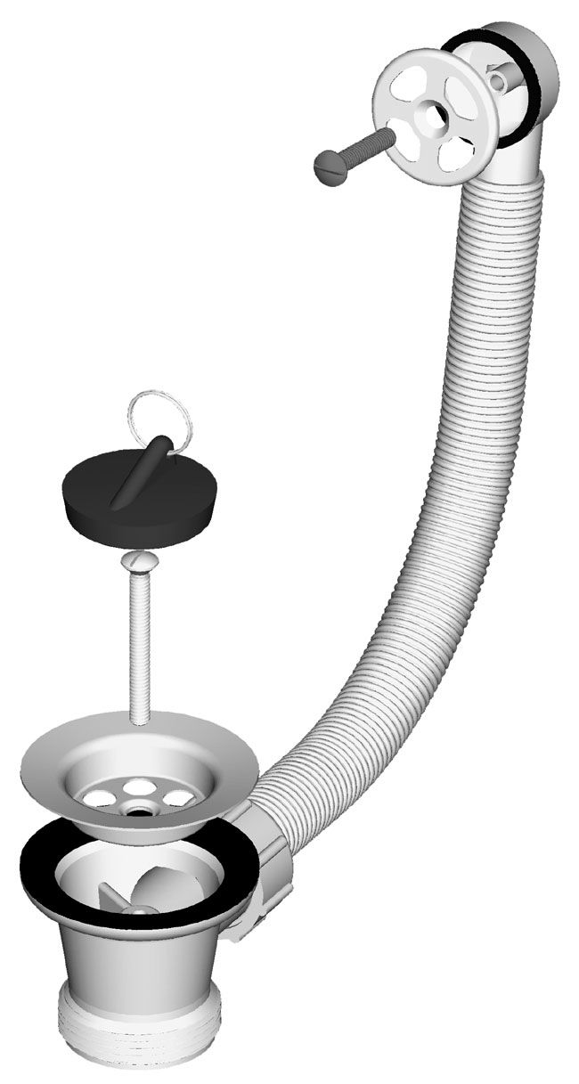 Izljevni ventil za sudoper, rešetka Ø 70 mm, gibljiv okrugli preljev
