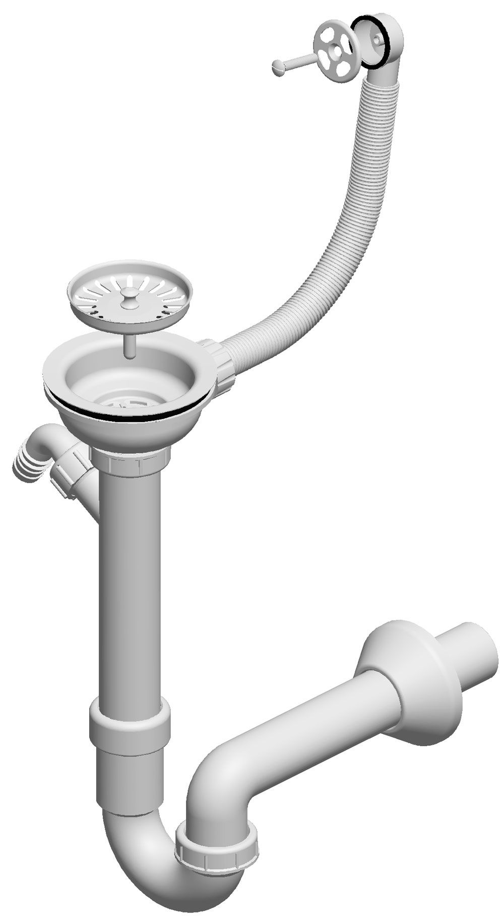 Sifon za sudoper, jednodijelni, rešetka Ø 115 mm, okrugli preljev